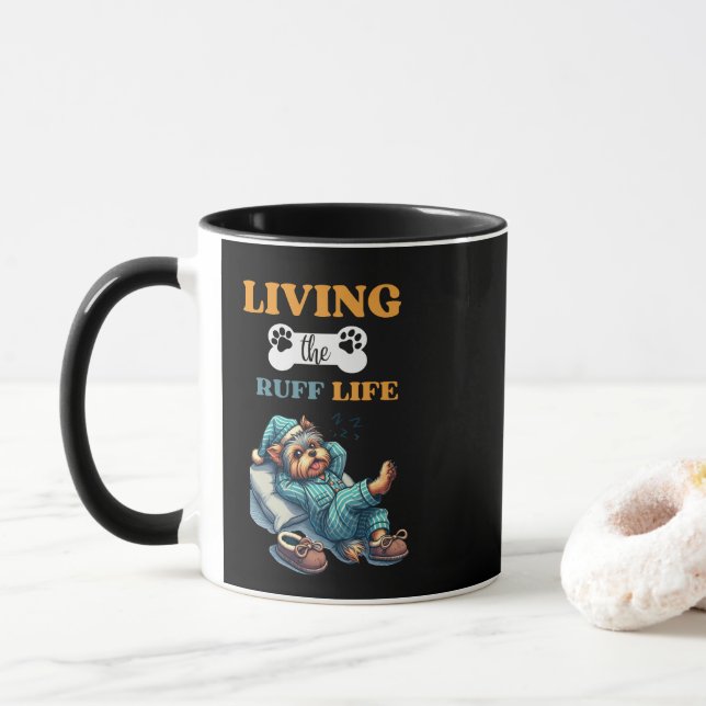 Taza "Living The Ruff Life" Yorkie 11oz Coffee Mug (Con donut)