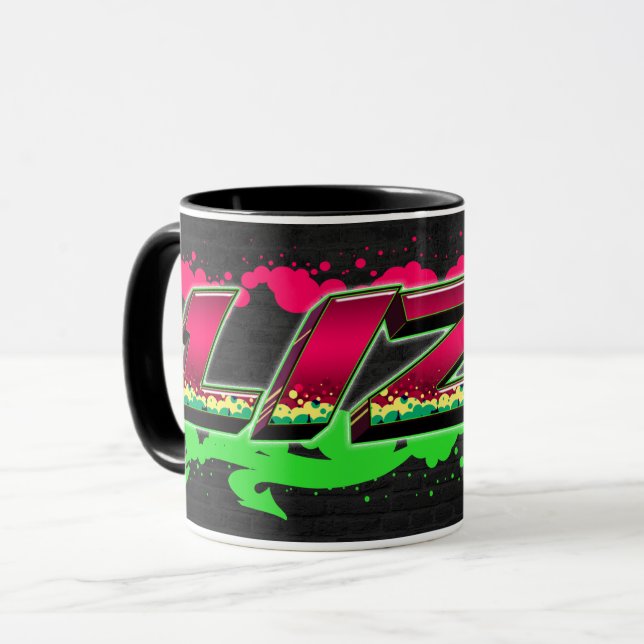 Taza Liza Vorname Name Graffiti red green Tasse (Anverso izquierdo)