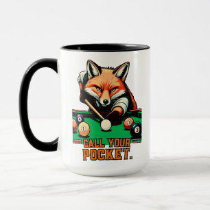 Taza Llama a tu bolsillo jugando al pool zorro