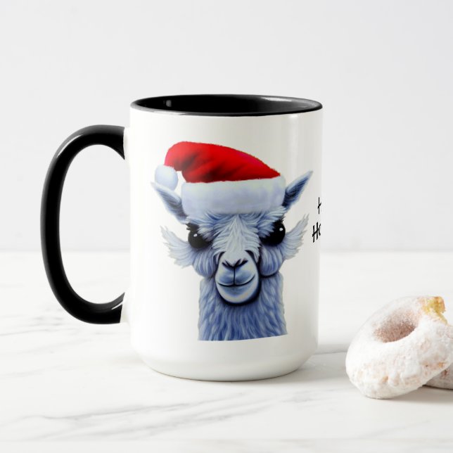 Taza Llama con Sombrero Santa (Con donut)