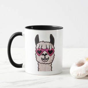 Taza Llama de Guay con lentes de corazón