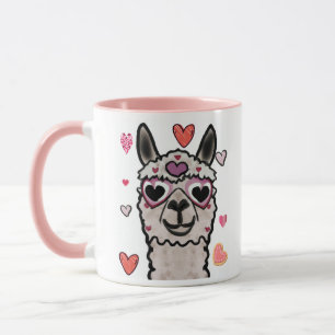 Taza Llama de Guay con lentes de corazón