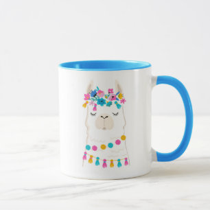 Taza Llama floral linda