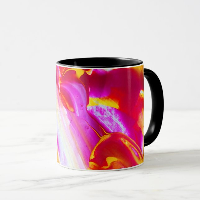 Taza Llama líquida - Naranja brillante y diseño amarill (Anverso derecho)