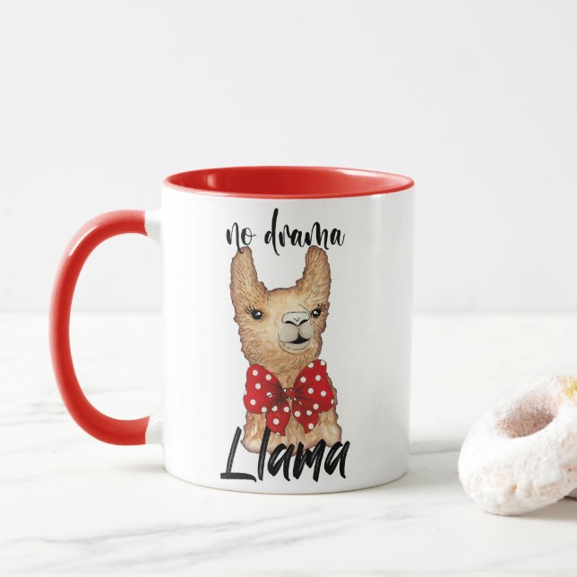 Taza Llama llamada a una llamada no dramática (Con donut)