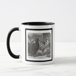 Taza Llama negra y blanca: Alpaca y arte animal