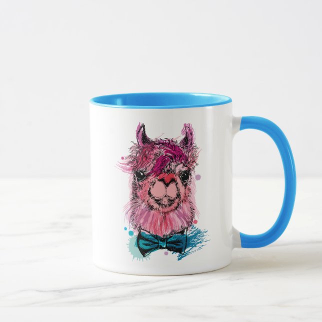 Taza Llama rosada linda (Derecha)