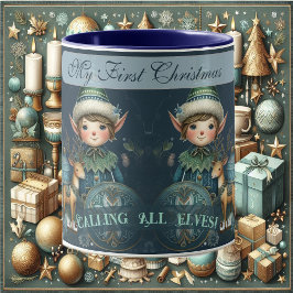 Taza Llamar a todos los Elfos Copos de Nieve Mi Primera