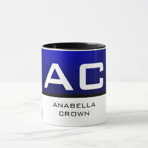 Taza Llanto azul blanco monograma moderno