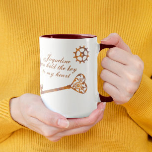 Taza Llave de corazón y bloqueo de Steampunk Valentine 