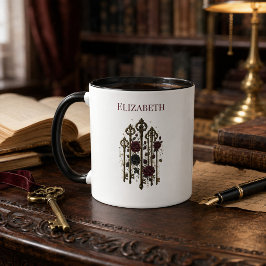 Taza Llaves góticas personalizadas Rosas de Burdeos Dos