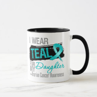 Taza Llevo la cinta verde azulada para mi cáncer