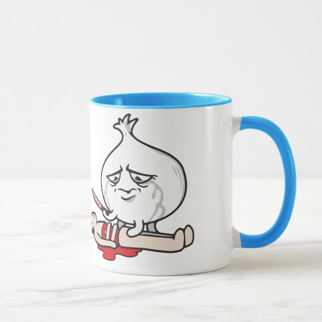 Taza Llorando cebolla divertida, recortando humanos (Derecha)