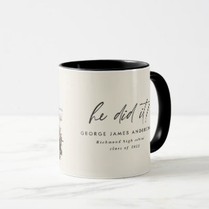 Taza Lo hizo con crema negra de graduación de fotos mo