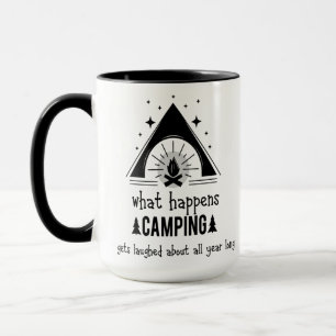 Taza Lo que sucede en Camping se ríe de todo el año