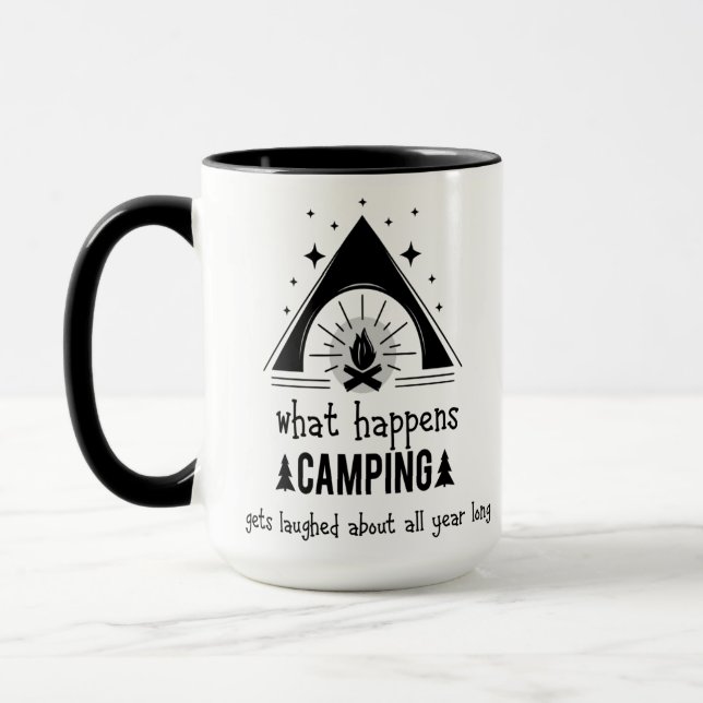 Taza Lo que sucede en Camping se ríe de todo el año (Izquierda)
