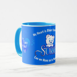 Taza LO SIENTO CON Sad Face Bear en una disculpa azul