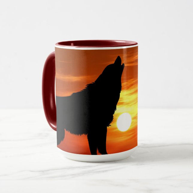Taza Lobo al atardecer cerámico (Anverso izquierdo)