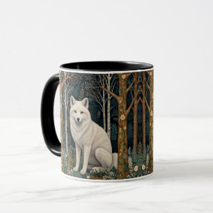 Taza Lobo blanco vintage boho bosque forestal