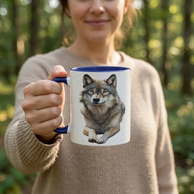 Taza Lobo Gris Acuarela (Subido por el creador)