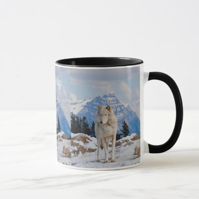 Taza Lobo gris y montaña Vida silvestre Arte beber jarr (Derecha)