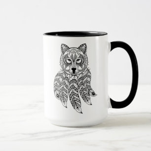 Taza Lobo inspirado con Dreamcatcher