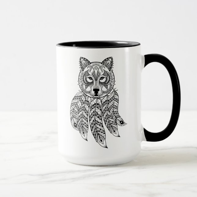Taza Lobo inspirado con Dreamcatcher (Derecha)