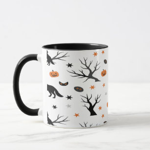 Taza Lobo malvado bajo la luna de la calabaza