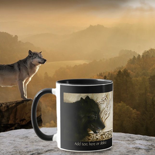 Taza Lobo Negro Nudo Celta Dragón Fantasía (Subido por el creador)