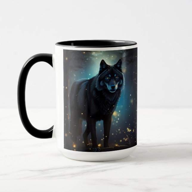 Taza Lobo negro oscuro y misterioso (Izquierda)