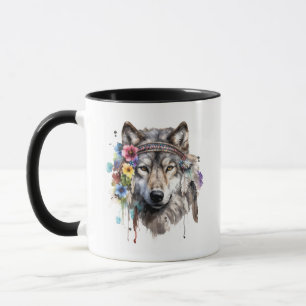 Taza Lobo tribal americano nativo Mug