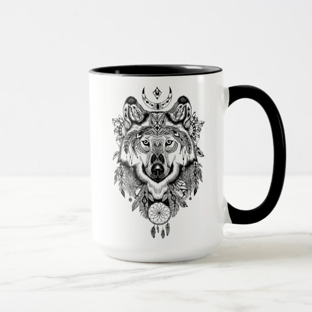 Taza Lobo tribal indio (Derecha)