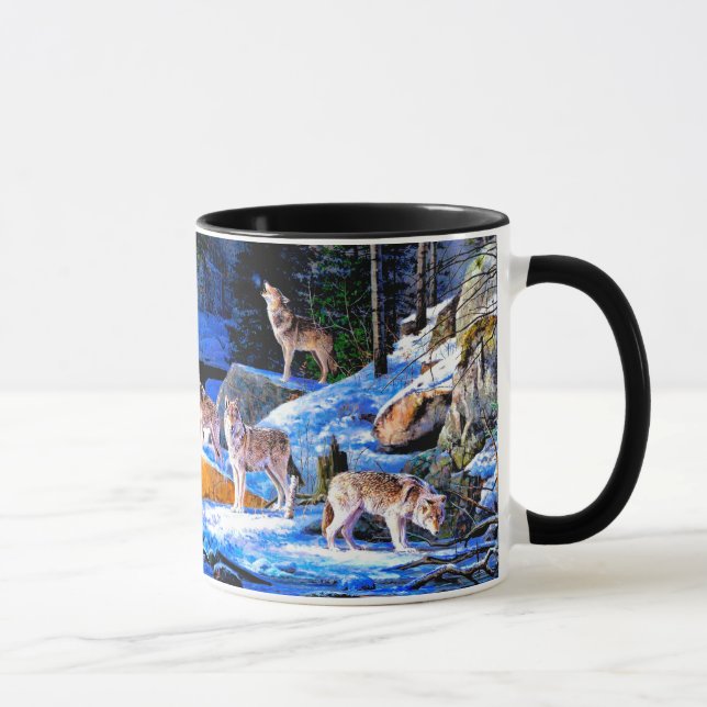 Taza Lobos pintando nieve (Derecha)