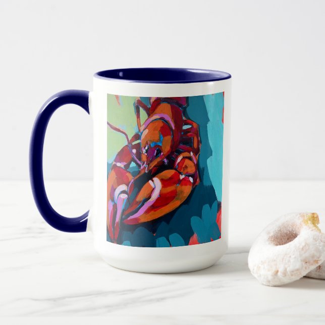 Taza Lobster Painting - Beach Home Decor (Con donut)