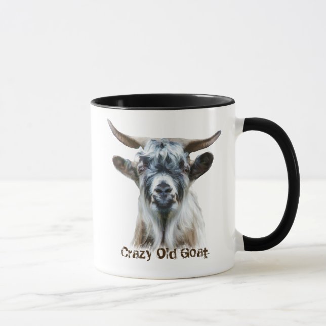 Taza Loco Humor animal de granja de cabras antiguas (Derecha)