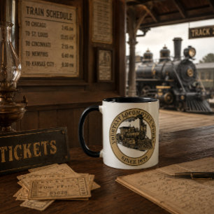 Taza Locomotora de vapor de la era victoriana antigua