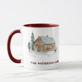 Taza Log Cabin Lake House Deer Woods Personalizado de t