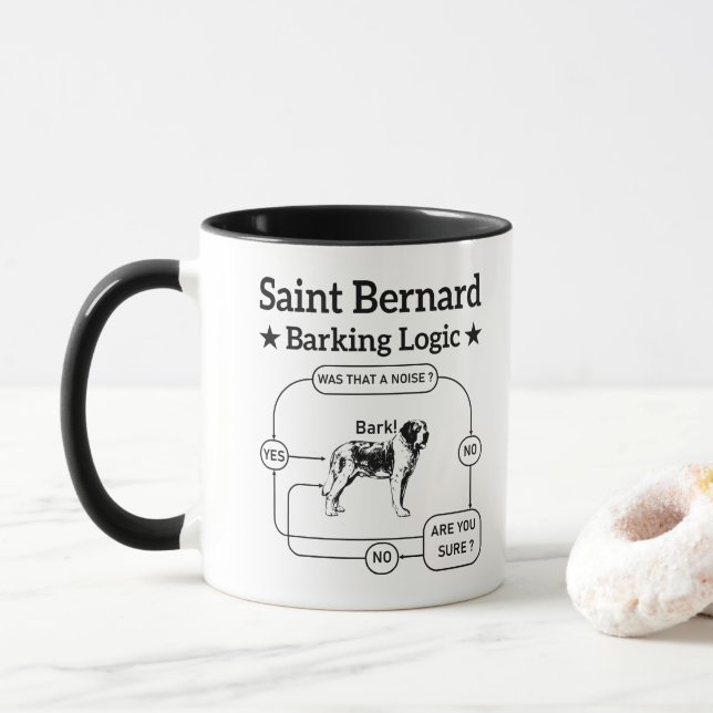 Taza Lógica de ladrido de San Bernardo Divertido Dueño  (Con donut)