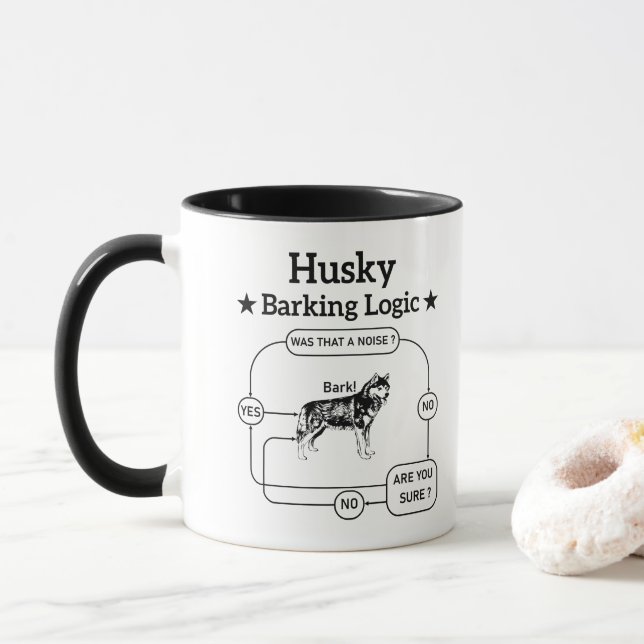Taza Lógica de ladridos de Husky Divertido Perro siberi (Con donut)
