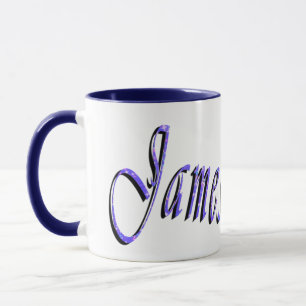 Taza Logo de Blue James Name,
