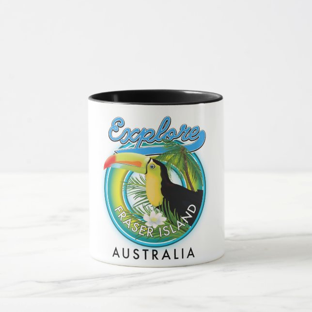 Taza Logo de exploración de la isla Fraser Australia (Centro)
