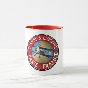Taza Logo de Viajes y Exploraciones de París Francia