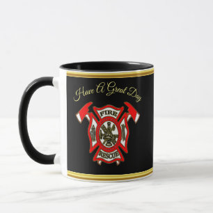 Taza Logo del Departamento de Bomberos Relieve metaliza