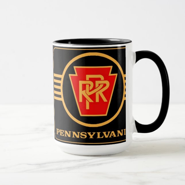 Taza Logo del Ferrocarril de Pensilvania, negro y oro (Derecha)