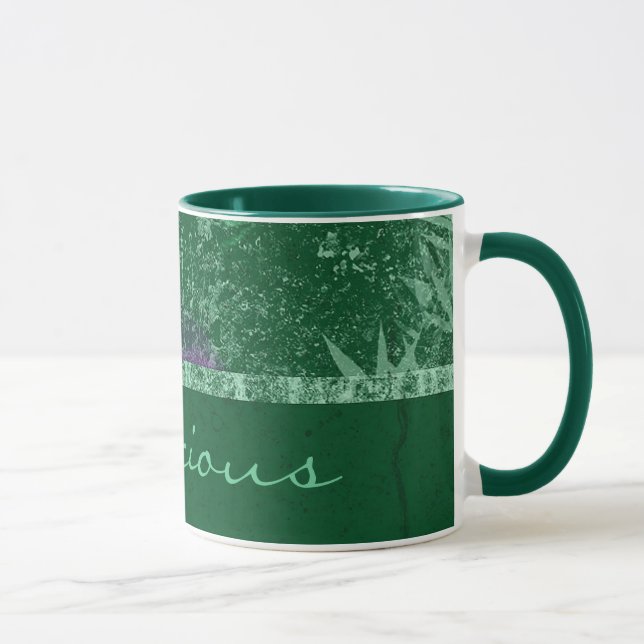Taza Logotipo de cerámica verde "delicioso" (Derecha)