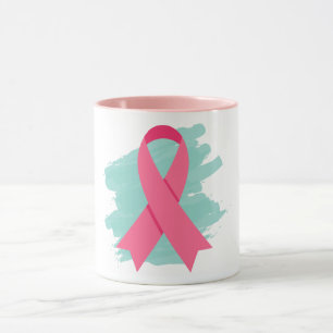 Taza Logotipo de cinta rosada para la sensibilización s