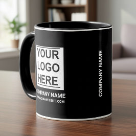 Taza Logotipo de empresa blanco personalizado en: Negro