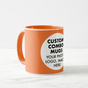 Taza Logotipo de foto de marco redondo Naranja Combo pe