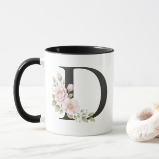 Taza Logotipo de letra D floral