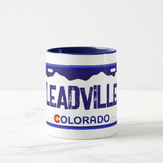 Taza Logotipo de matrícula azul Leadville Colorado